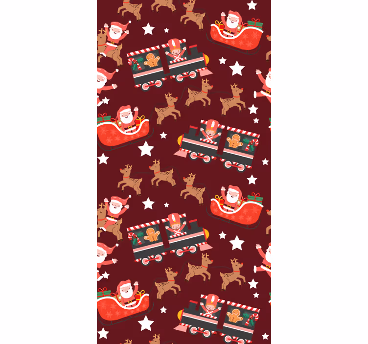 Weihnachtstapete festlicher weihnachtsmannschlitten - TenStickers