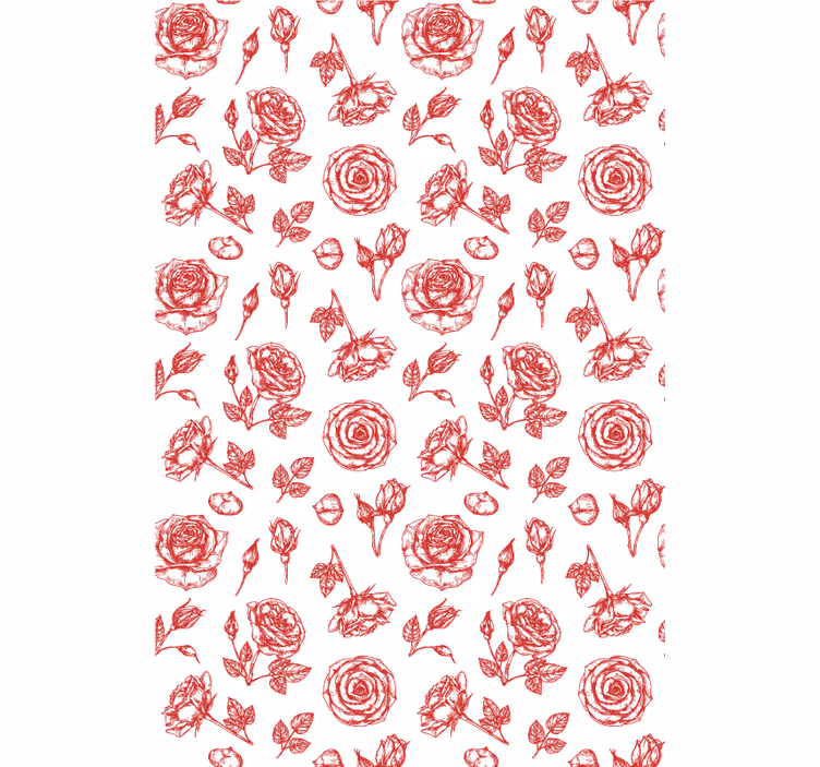 Blumentapete skizziertes blumenmuster - TenStickers