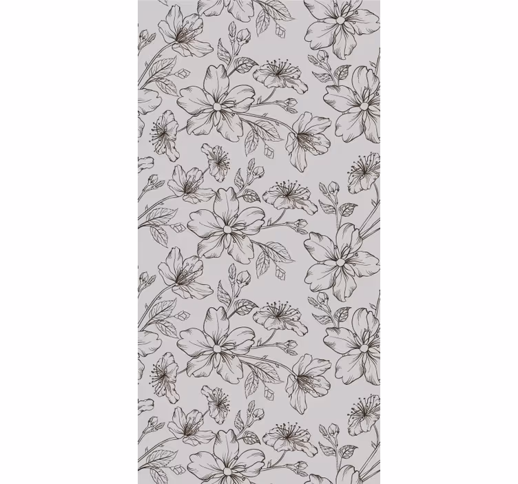 Blumentapete blumenskizze eleganz - TenStickers
