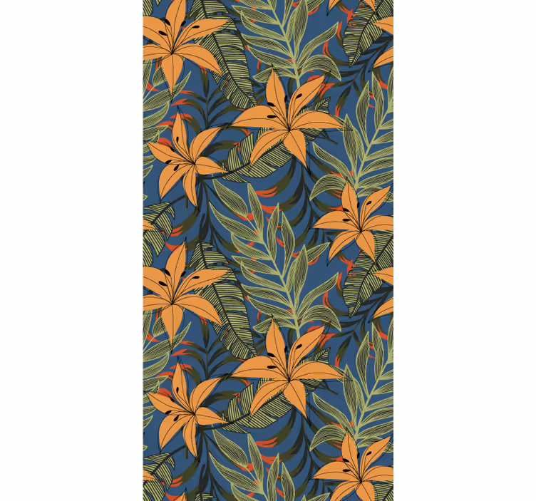 Blumentapete im tropischen blumenmuster - TenStickers