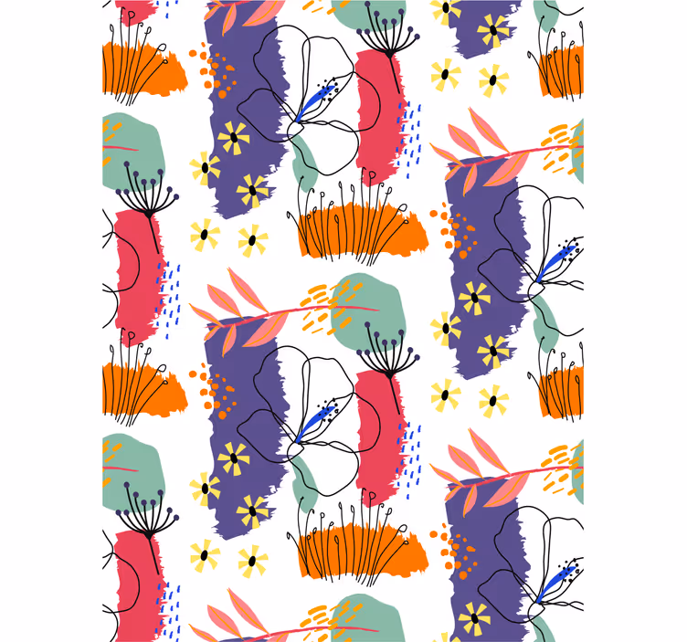 Blumentapete botanisches skizzenmuster - TenStickers