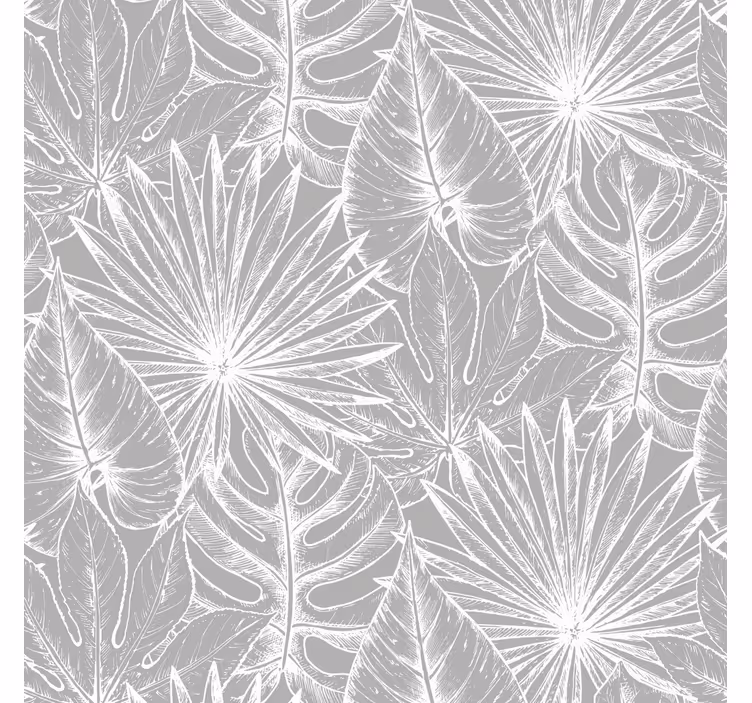Tapete Wohnzimmer tropische Palme im grauen Licht - TenStickers