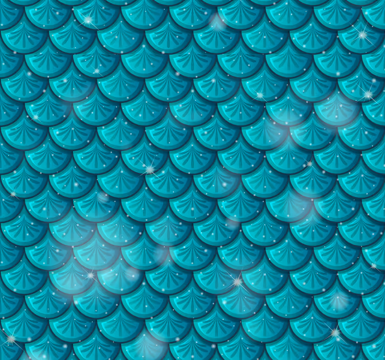 3D Tapete blaue Meerjungfrau Schuppen - TenStickers