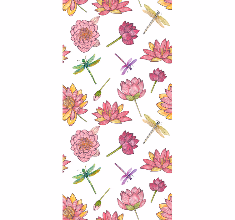 Blumentapete florale libellenfusion - TenStickers
