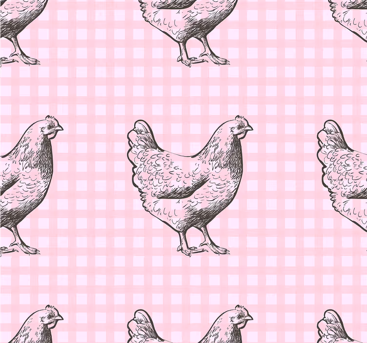 Tapete Küche rosa Hühnchenmuster - TenStickers