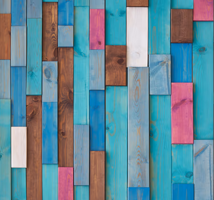 Tapete Holzoptik bunte Holzplanken - TenStickers
