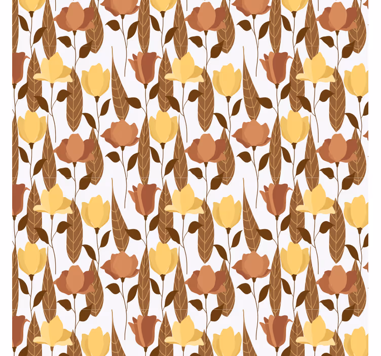 Blumentapete gelb braune Blumen - TenStickers