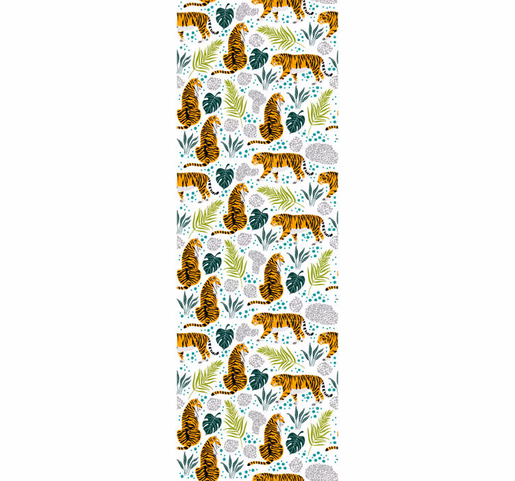 Tapete Tiere tiger und laub - TenStickers