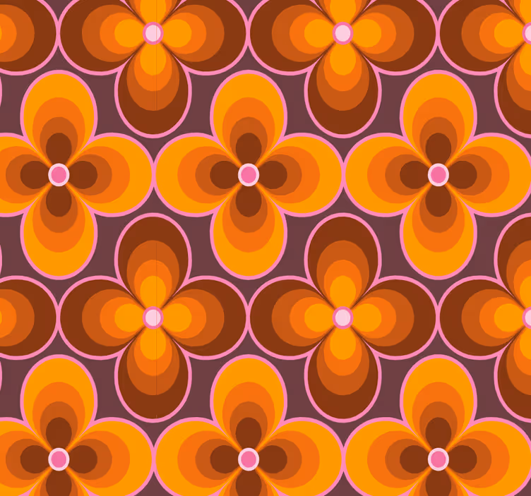 Jahrgang Tapete grooviges retro-blumenmuster - TenStickers