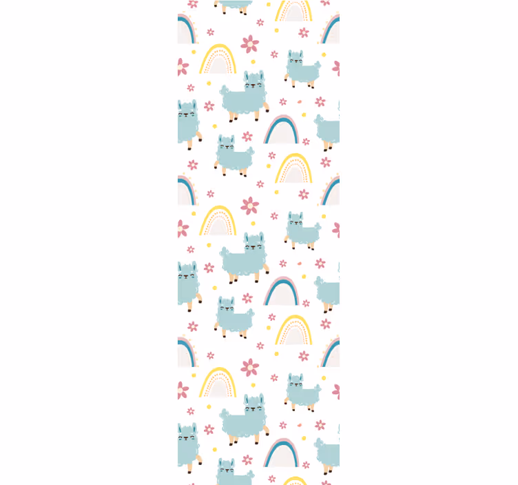 Tapete Babyzimmer Alpaka Regenbogenmuster - TenStickers