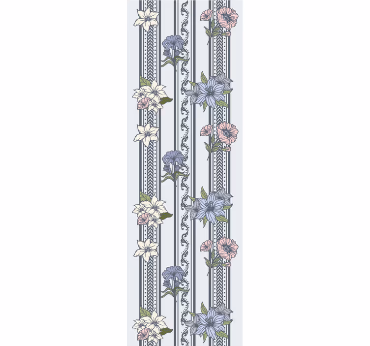 Blumentapete Natur florales streifenmotiv - TenStickers