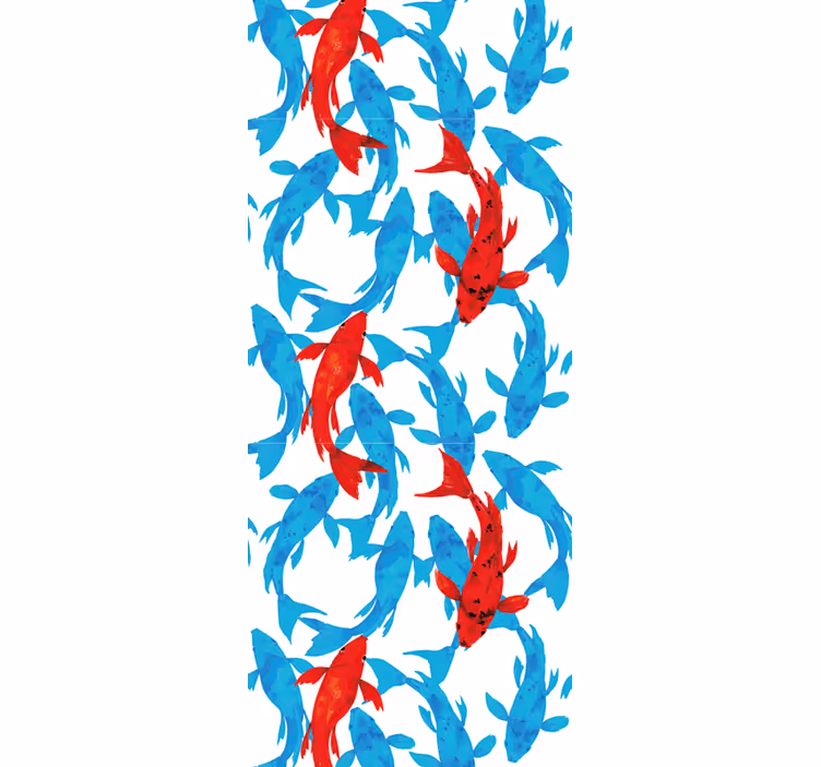 Tapete Fische blau-rote Koifische - TenStickers