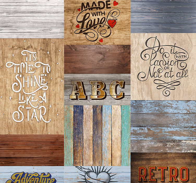 Tapete Holzoptik inspirierender holzschriftstil - TenStickers