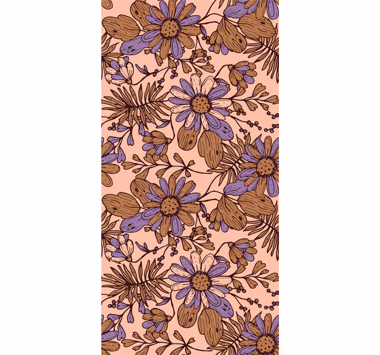 Blumentapete blühende braune muster - TenStickers