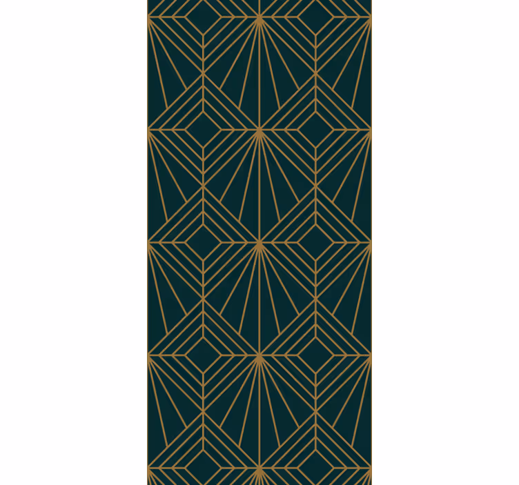 Tapete geometrisch stilvolles grün und goldenes muster - TenStickers