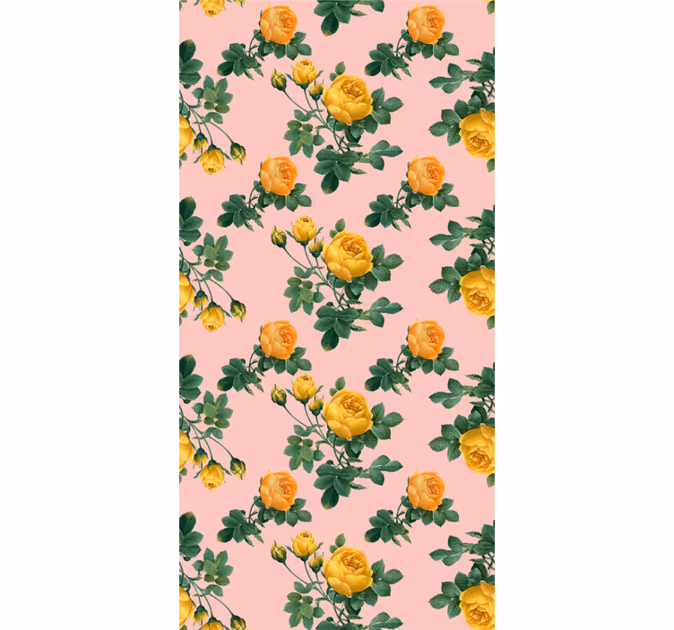 Blumentapete gelbe rosenmuster - TenStickers