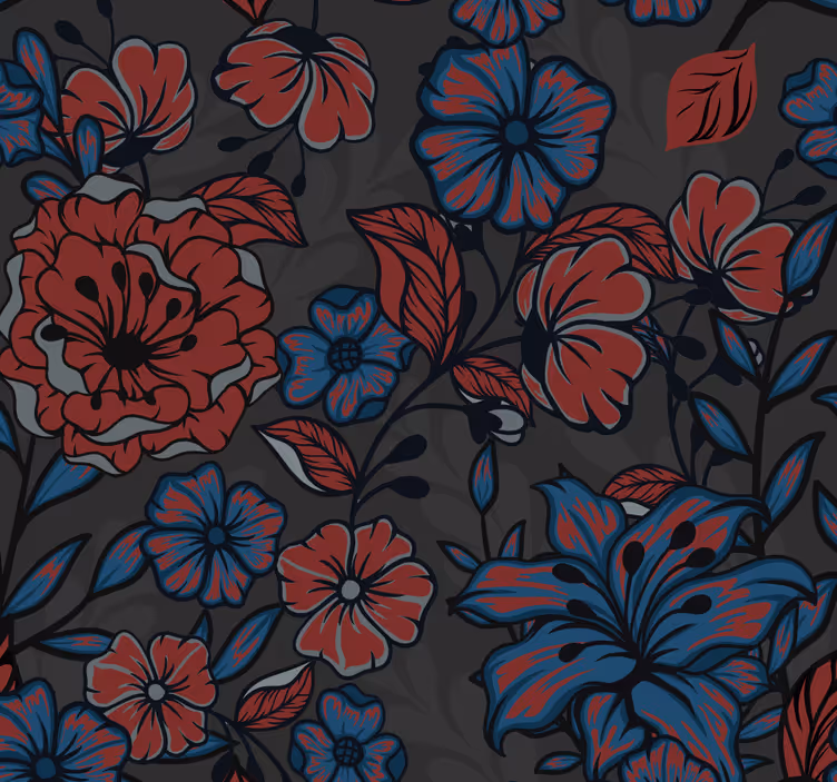 Blumentapete blühende blumenszene - TenStickers