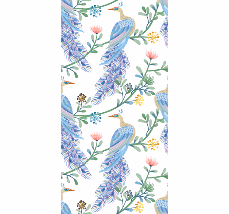 Tapete Vögel elegantes blaues federmotiv - TenStickers