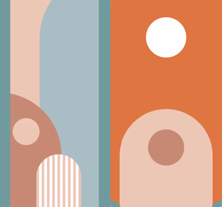 Tapete Wohnzimmer geschwungene geometrische formen - TenStickers