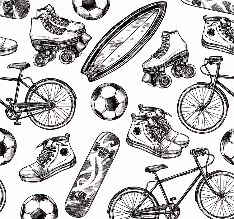 Tapete Jugendzimmer Sport-Doodles - TenStickers