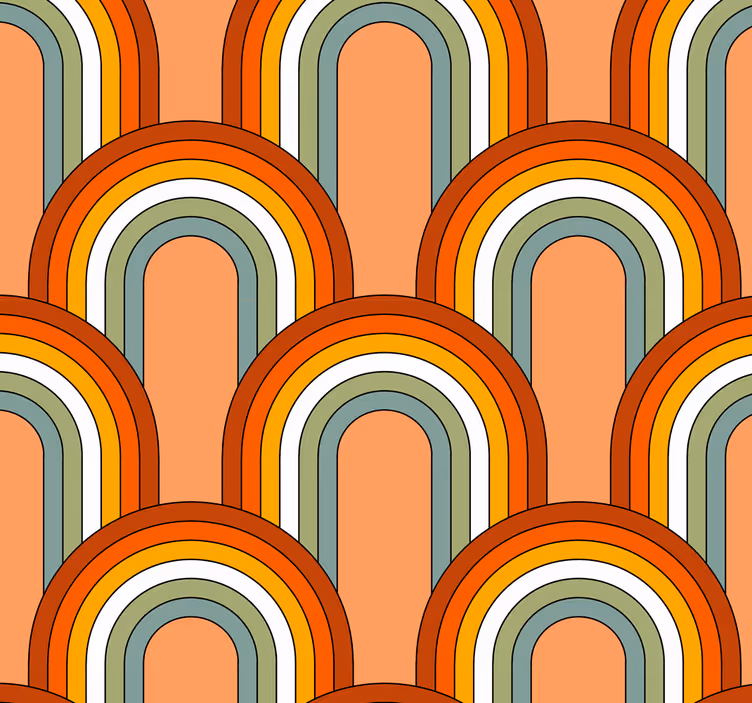 Tapete Wohnzimmer 70er Regenbogenmuster - TenStickers