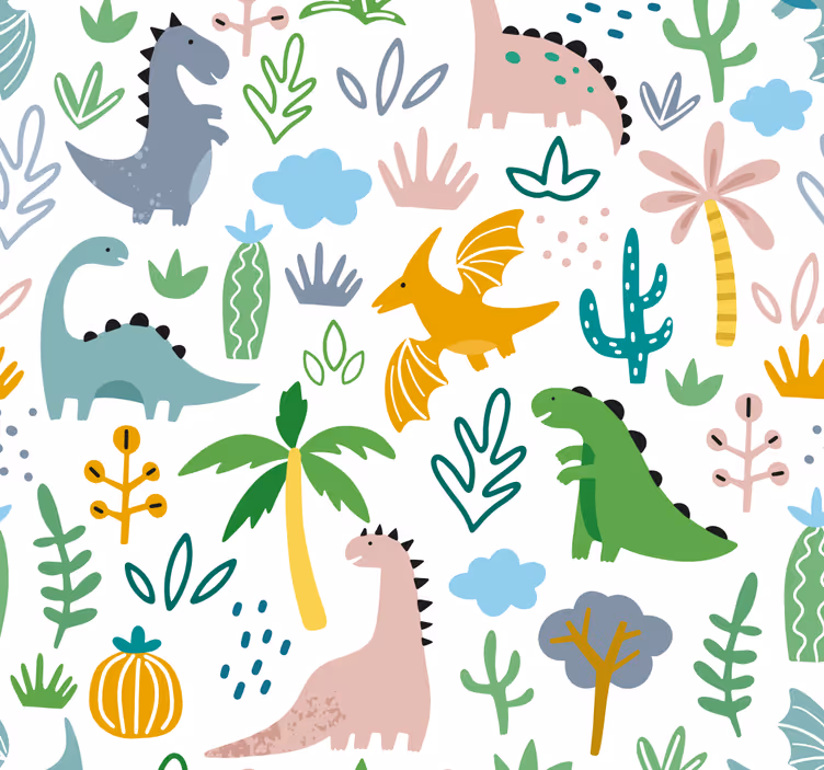 Dino Tapete schwedisches Jurassischen Muster - TenStickers