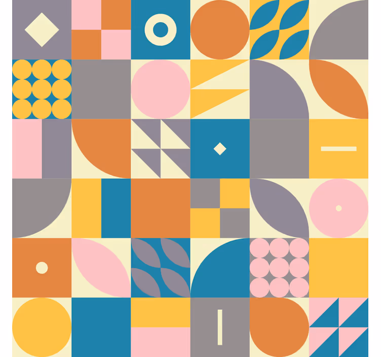 Tapete Wohnzimmer retro-geometrisch - TenStickers
