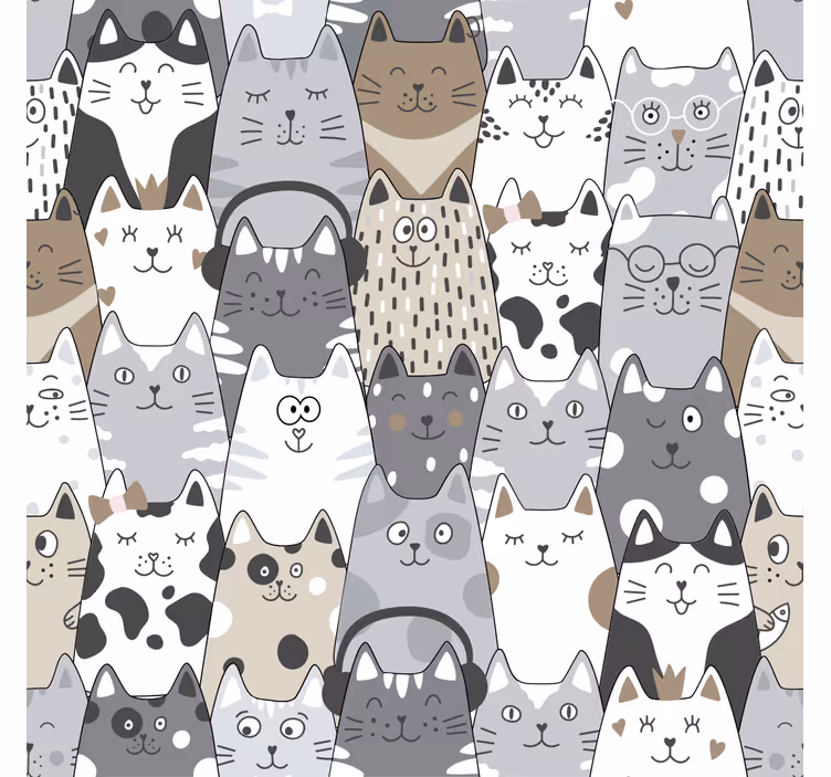 Kinderzimmer Tapete Cartoon Katzen - TenStickers