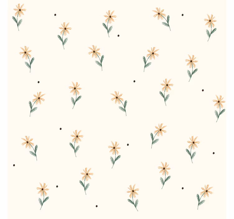 Tapete Natur gelbe Gänseblümchen für Wohnzimmer - TenStickers