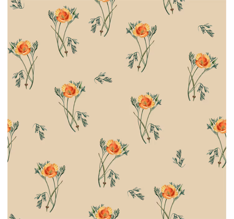 Tapete Wohnzimmer Blumen orange - TenStickers