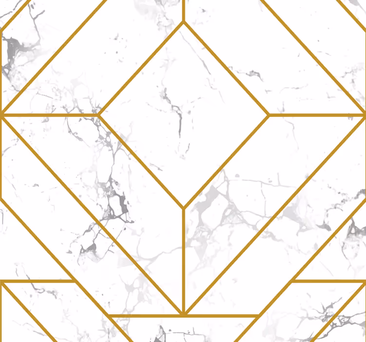Tapete Wohnzimmer Gold und Weiß Geometrisch - TenStickers