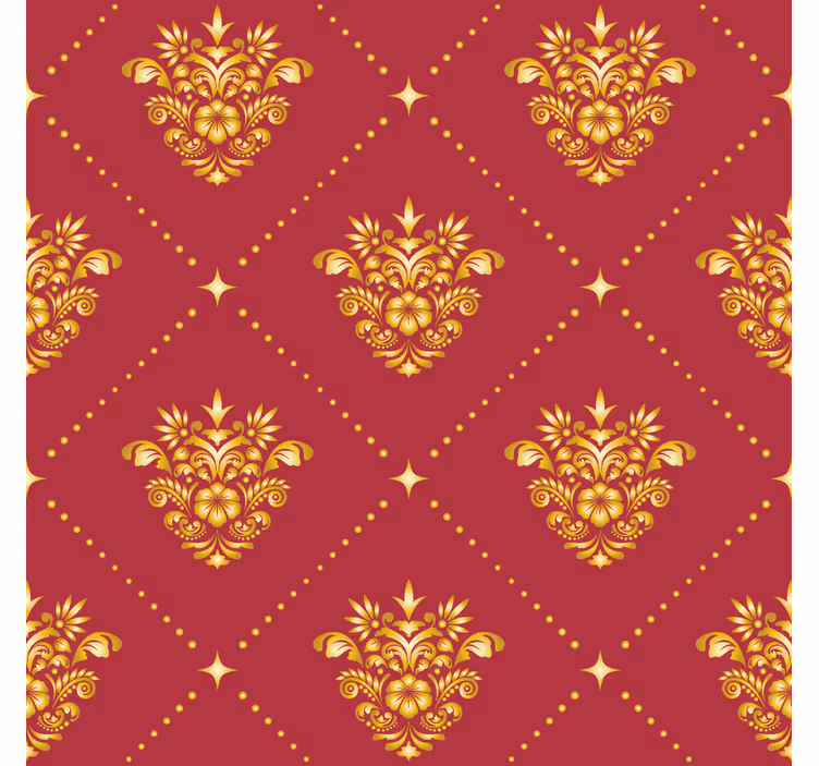 Tapete Wohnzimmer Barock goldenes Damastmuster - TenStickers