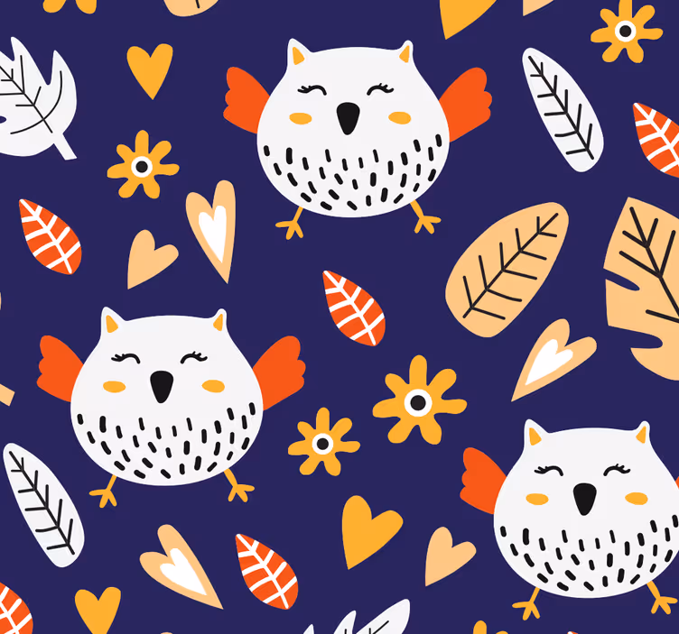 Tapete vögel eulen naturmuster - TenStickers