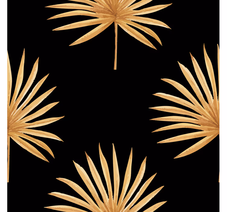 Tapete schwarz goldenes Palmblattmuster - TenStickers