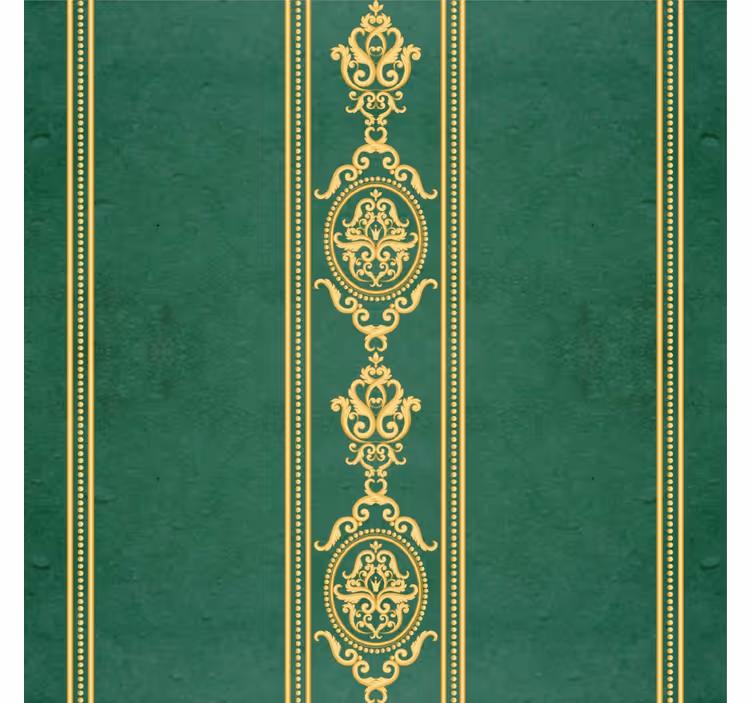 Schlafzimmer Tapete Barock grün-goldenes Ziermuster - TenStickers