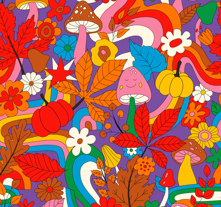 Tapete Jugendzimmer bunte psychedelische Muster - TenStickers