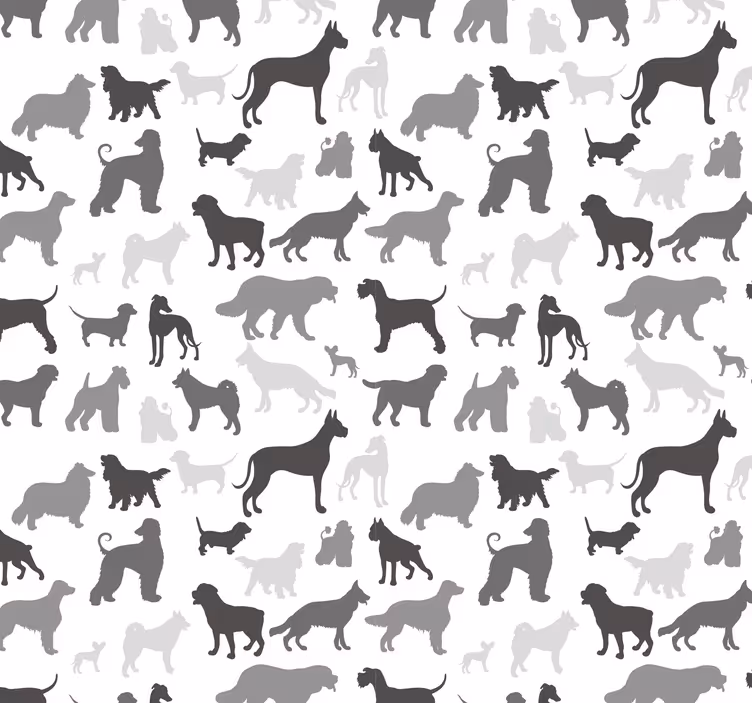 Tapeten Schlafzimmer Schwarzer hund silhouette Muster - TenStickers