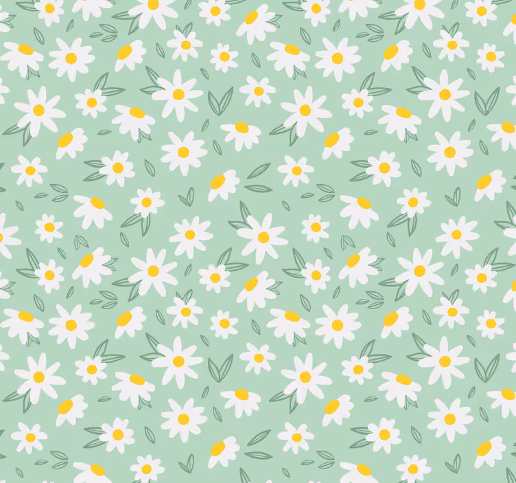 Tapete Natur Gänseblümchen auf grünem Hintergrund - TenStickers