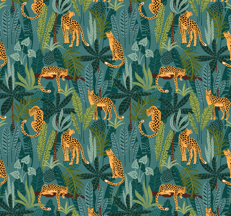 Dschungel Tapete Natur mit Leoparden - TenStickers