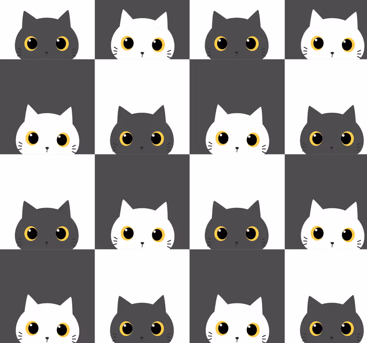 Tapeten Schlafzimmer Schwarze und weiße katzen im film - TenStickers