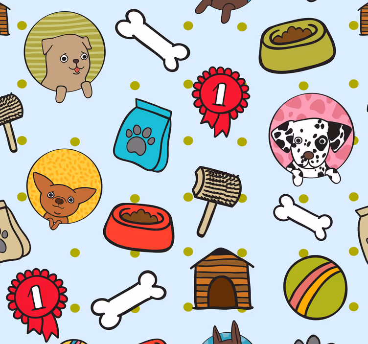 Tapeten Schlafzimmer Süße hundewelpensymbole - TenStickers