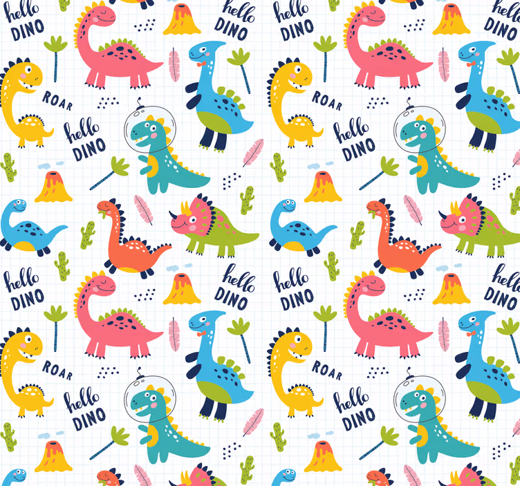 Tapeten Schlafzimmer Süßes dinosauriermuster - TenStickers