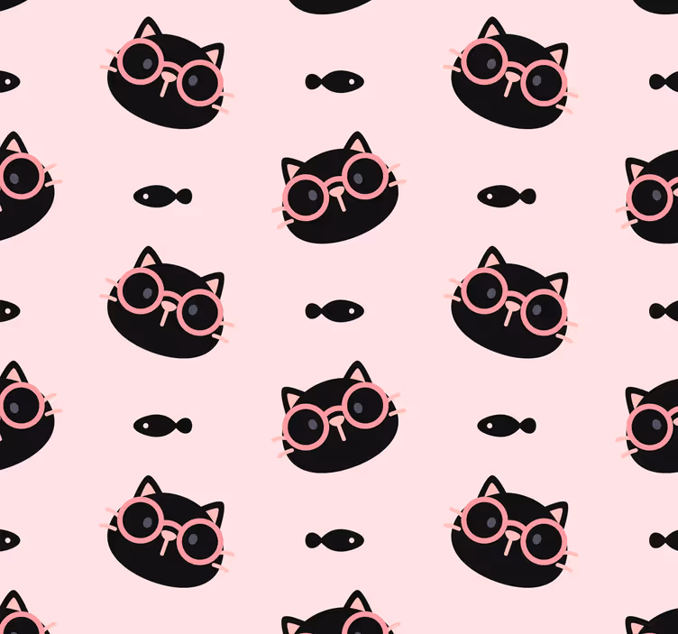 Tapeten Schlafzimmer Schwarze katzen mit rosa brille - TenStickers