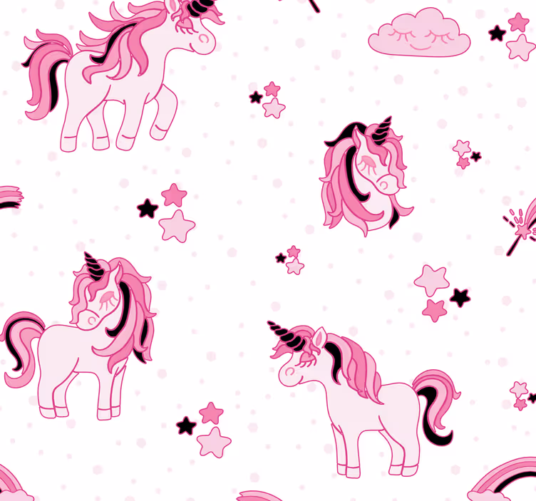 Tapete Kinderzimmer Einhornwelt im doodle-stil - TenStickers
