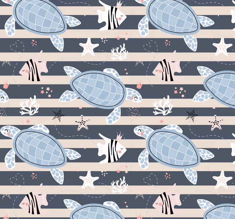 Badezimmer Tapeten Schildkröten Muster - TenStickers