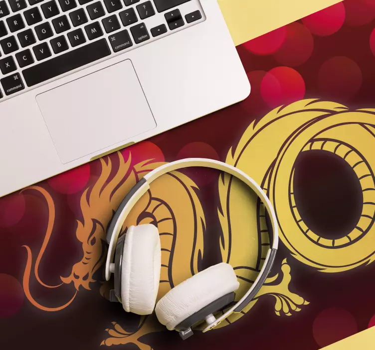 Anime mauspad mit goldener drachenillustration - TenStickers