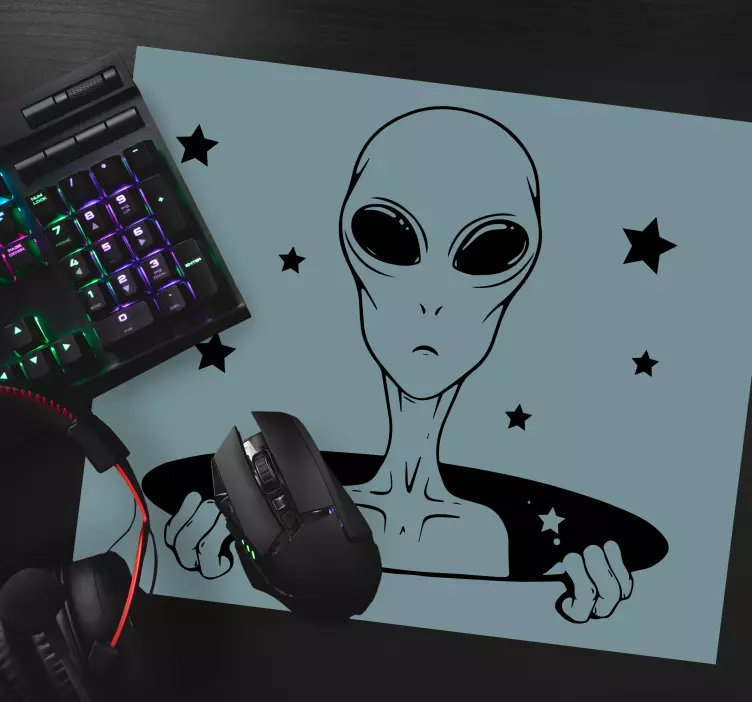 Gaming mauspad alien mit sternenhaltender hand - TenStickers