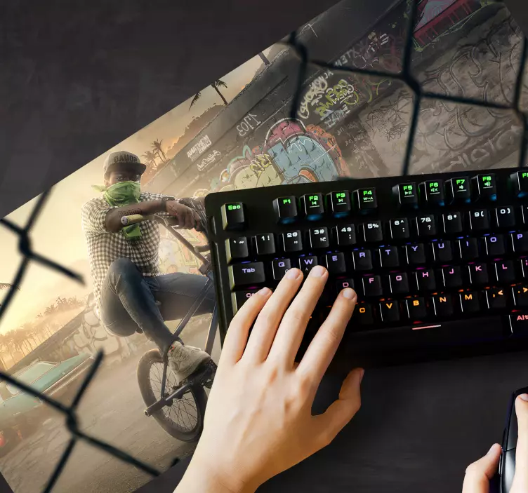 Gaming mauspad biker in urbaner szene - TenStickers