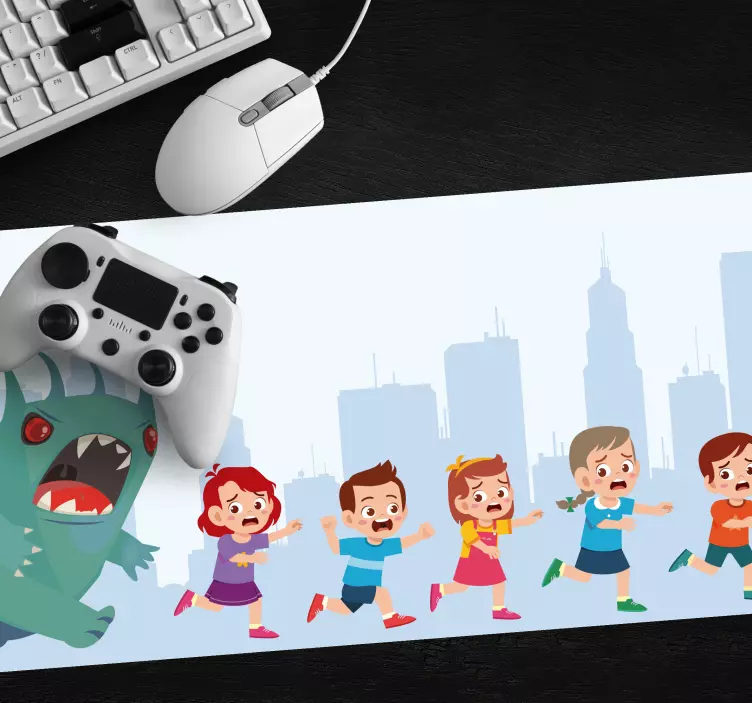 Gaming mauspad kinder rennen vor monstern - TenStickers