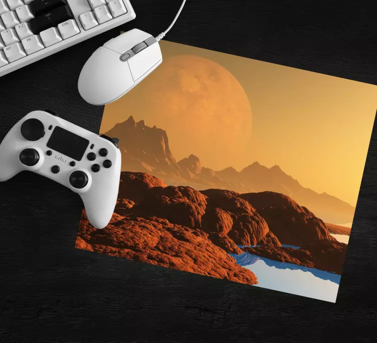 Gaming mauspad mit alien landschafts-szene - TenStickers